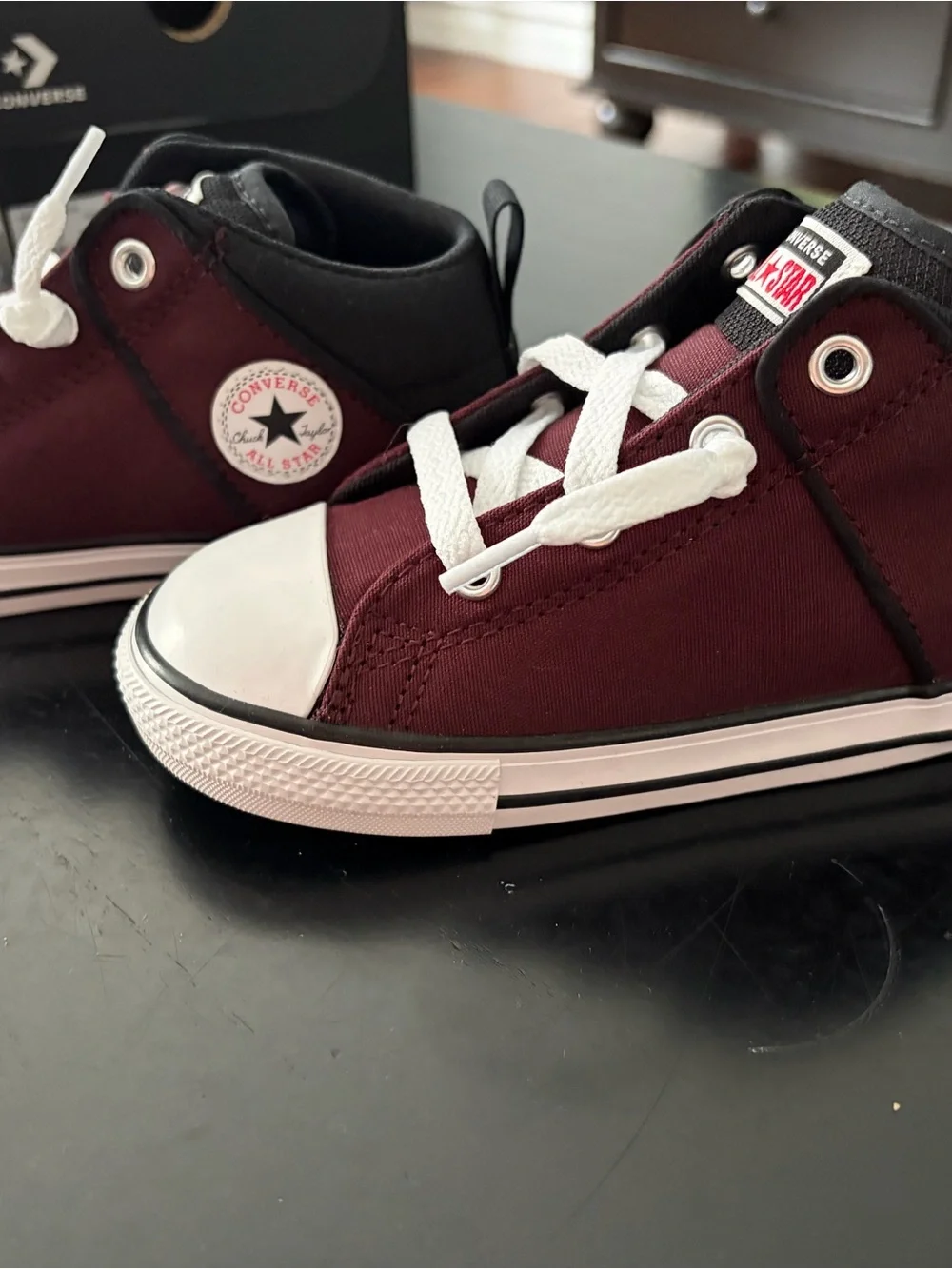 Converse Toddler Burgundy / Black High-Top Sneakers size 10 NWT